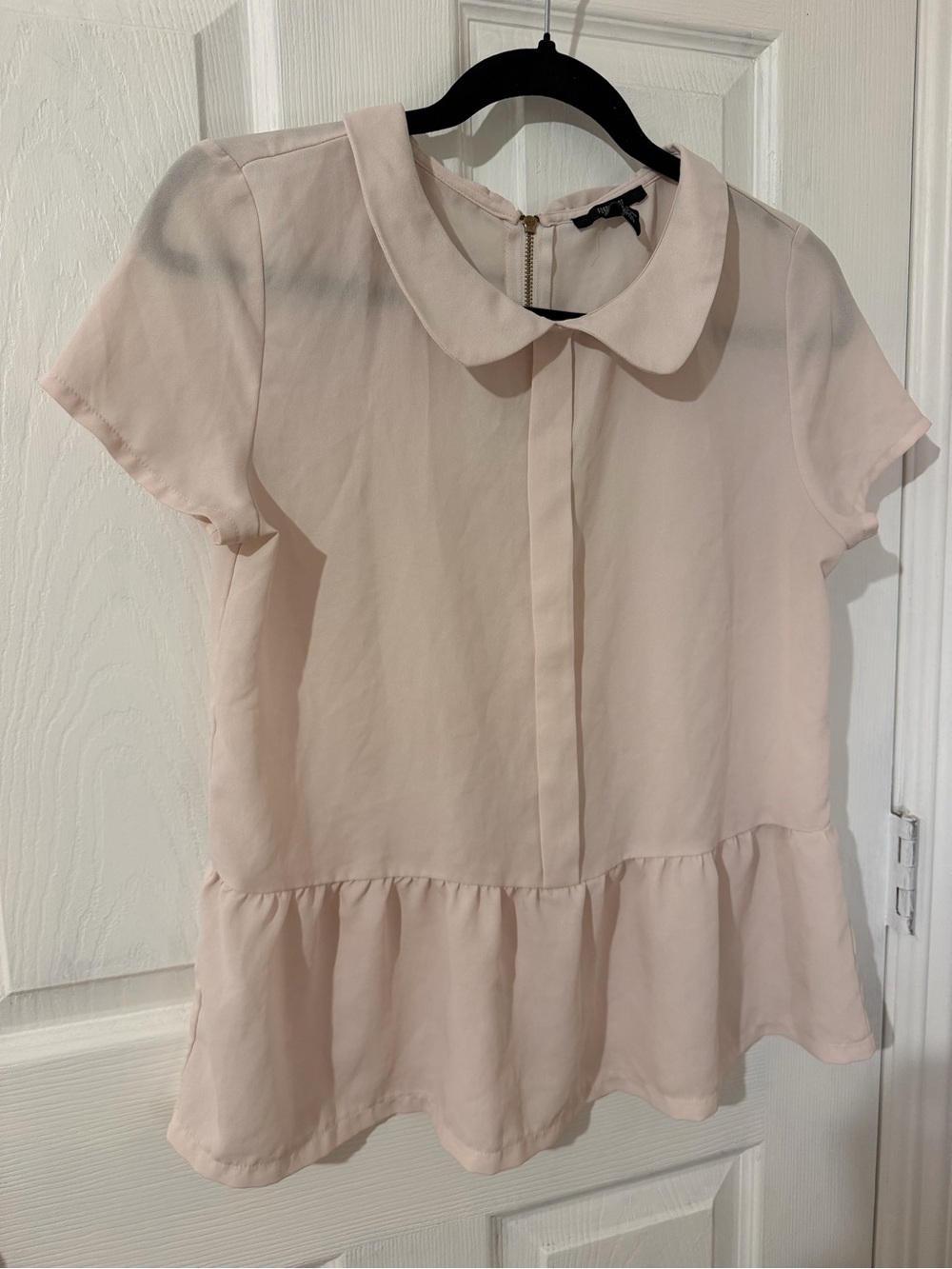 Forever 21 Pale Pink Peter Pan Collar Peplum Top